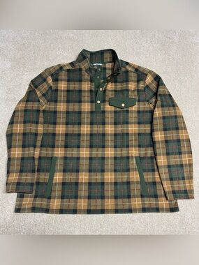 Duluth Trading Co Flannel Shirt Men’s 2XL Relaxed Fit Plaid Jacket Shacket Green